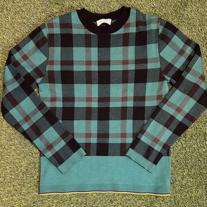Coach Women’s Crewneck Sweater - Green and Black Plaid